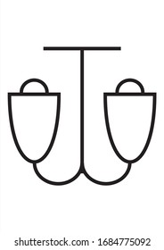 Two-light chandelier. Vector image. The chandelier is shown schematically.