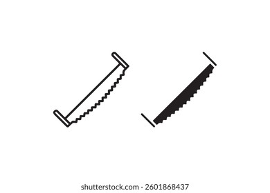 Two-man crosscut saw icon in outline and solid style Vector