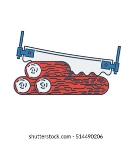 two-man saw and logs.