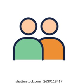 Twoperson figure illustration standing together. Icon symbol illustration