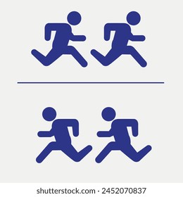 two-person running icon, athlete outline
