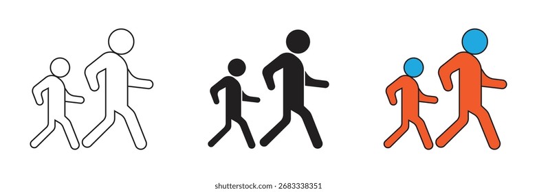 Zwei-Personen-Gesten-Symbolsatz. Einfache Elementgrafik. Vektorsymbol für Zwei-Personen-Gehbewegung.