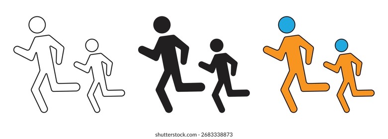 Conjunto de ícones de gestos de duas pessoas caminhando. Ilustração de elemento simples. Ícone vetorial de gesto de duas pessoas caminhando.