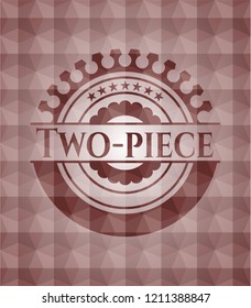 Two-piece red emblem with geometric pattern. Seamless.