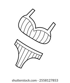 Two-piece swimsuit in black outline. Clip art for your projects.