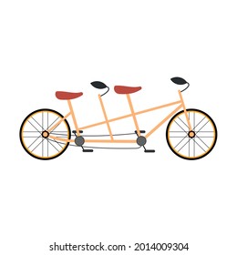 two-seater bicycle beige tandem with two seats in red for a comfortable and active holiday with your love