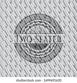 Two-seater silver badge. Scales pattern. Vector Illustration. Detailed.