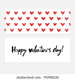 two-side valentine’s greeting card with lettering and hearts pattern