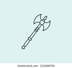 Two-sided axe icon line isolated on clean background. Two-sided axe icon concept drawing icon line in modern style. Vector illustration for your web mobile logo app UI design.