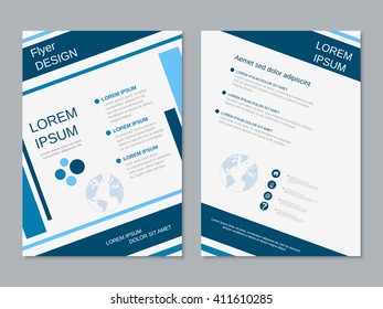 Two-sided business flyer vector design. Booklet, brochure, banner, poster, leaflet template. A4 format