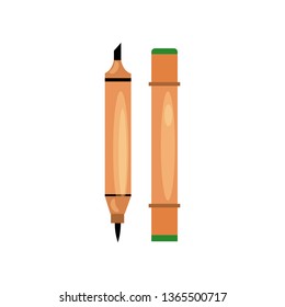 Two-sided highlighter flat icon. Marker, felt tip pen, drawing. Painting concept. Vector illustration can be used for topics like education, stationary, art