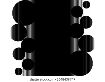 Transição frente e verso de preto para branco com círculos listrados abstratos. Padrão de vetor com meio-tom. Fundo de vetor para capas, embalagens, publicidade. Linhas finas