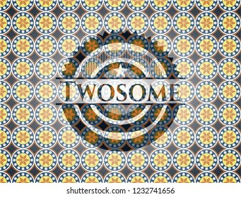 Twosome arabic badge background. Arabesque decoration.