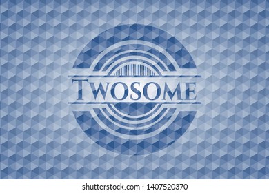 Twosome blue emblem with geometric pattern. Vector Illustration. Detailed.