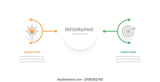 Two-stage business infographics with icons, can be used for presentations or website