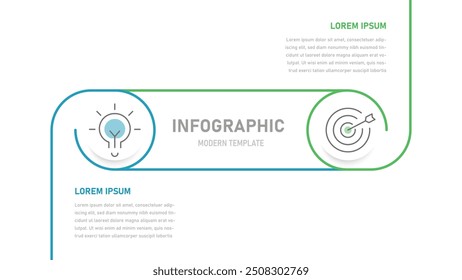 Two-stage thin infographics for presentations with changeable icons