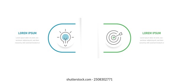 Two-stage thin infographics for presentations with changeable icons