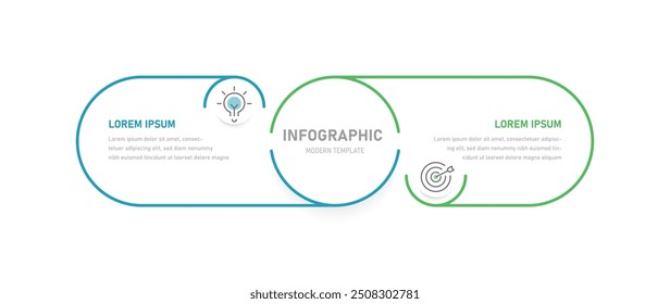 Two-stage thin infographics for presentations with changeable icons