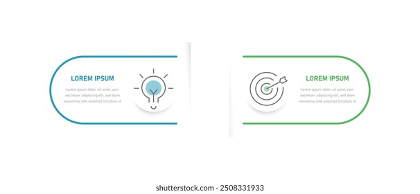 Two-stage thin infographics for presentations with changeable icons