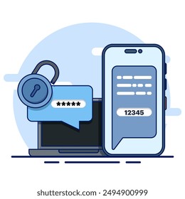 Two-step authentication concept. two-step authentication verification via computer and mobile phone. Verify the code message on the smartphone. Notification with code for secure login or login.