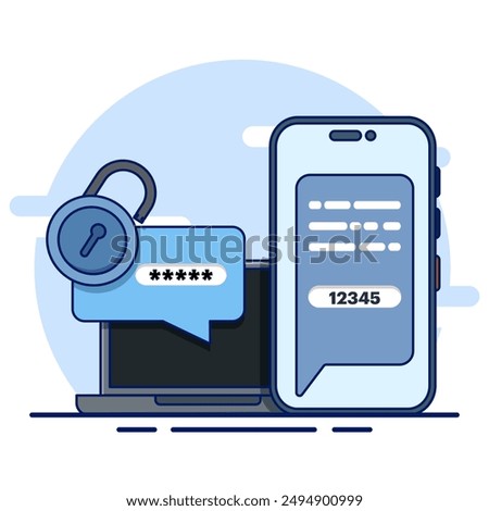 Two-step authentication concept. two-step authentication verification via computer and mobile phone. Verify the code message on the smartphone. Notification with code for secure login or login.