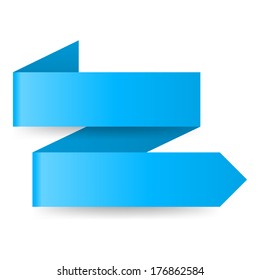 Two-step blue zigzag paper arrow on white background