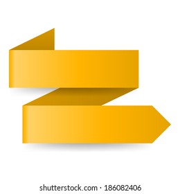 Two-step yellow zigzag paper arrow on white background