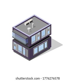 Two-storey building. Isometry architecture. In modern style