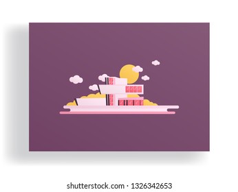 two-storey cottage  flat vector illustration