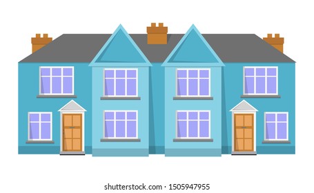 Two-storey house isolated on white background, vector illustration