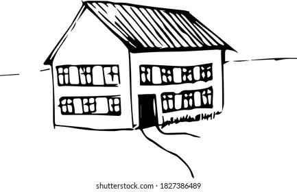 Zweistöckiges Haus mit Fenster und Tür.