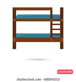 Two-story bed color flat icon for web and mobile design