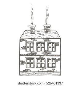 two-story brick house drawing