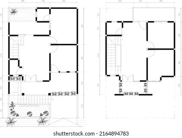 Twostory House Floor Plan Sketch Stock Vector (Royalty Free) 2164894783 ...