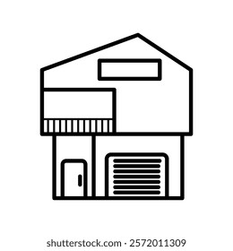 two-story house icon, simple flat style, logo sign symbol vector illustration pictogram, isolated on white for mobile app