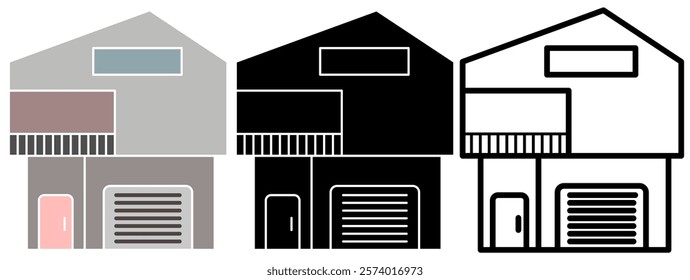 two-story house icon, simple flat style, logo sign symbol vector illustration pictogram, isolated on white for mobile app