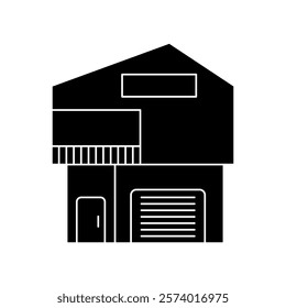 two-story house icon, simple flat style, logo sign symbol vector illustration pictogram, isolated on white for mobile app