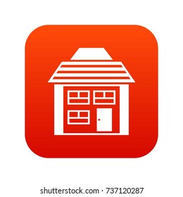 Two-story house with sloping roof icon digital red for any design isolated on white vector illustration