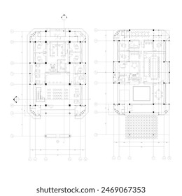 two-story office plan with room dimensions