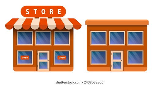 Two-story store. Vector 3D clipart isolated on white background.