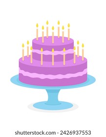 Two-tier cake with candles for the holiday