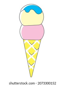 Two-tiered ice cream icon illustration main line Simple and cute illustration icon of summer image