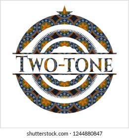 Two-tone arabic badge background. Arabesque decoration.