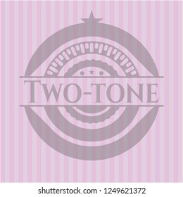 Two-tone badge with pink background