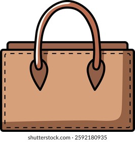 Two-tone beige and brown tote bag with a spacious interior.