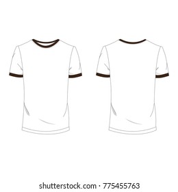 Twotone brown and white T-shirt template using for fashion cloth design and assessorie for designer to make mock up or blue print in copany


