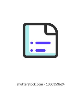 Color de dos tonos Icono Nota, el icono se puede usar para el icono de aplicación, icono web, infografía, archivo de eps se puede editar