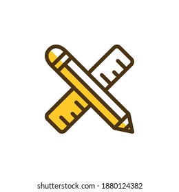 Two-Tone color, icon pencil and ruler, icon education can be used for mobile app, website, infographic, with eps, file editable, etc