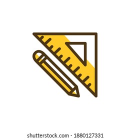 Two-Tone color, icon ruler and pencil, education icon can be used for mobile app, website, infographic, with eps file editable, etc