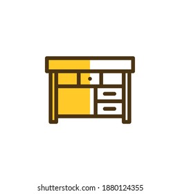 Two-Tone color, icon teacher desk, icon education can be used for mobile app, website, infographic, with eps, file editable, etc